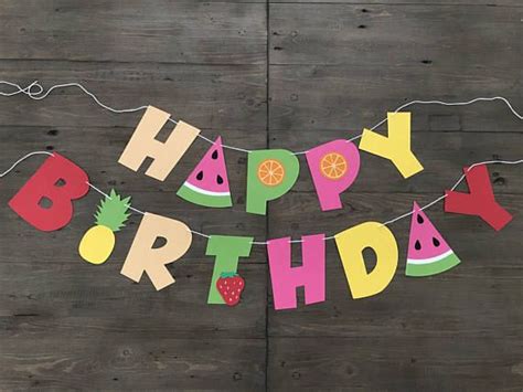 Happy Birthday Banner Twotti Frutti Party Summer Fruit Etsy Canada