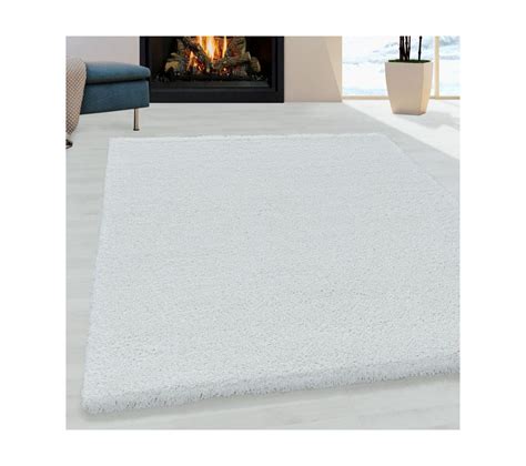 Tapis Shaggy Falma Uni Blanc 200x290 Tapis Salon Et Chambre But