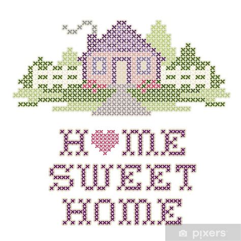 You will need to download pattern and print it out, then you can once you finish to do the embroider, you need to take the fabric out the loop and iron gently with warm iron on the back of your work, then trim. Home Sweet Home Cross Stitch Needlework Embroidery, pastel ...