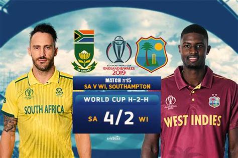 South africa are 95 for 1 with 9.5 overs left. World Cup head to head: South Africa vs West Indies ...