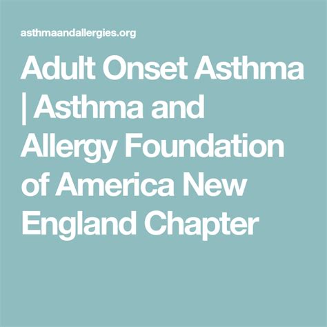 Adult Onset Asthma Asthma And Allergy Foundation Of America New