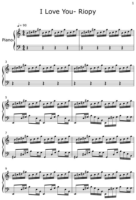 I Love You Riopy Sheet Music For Piano