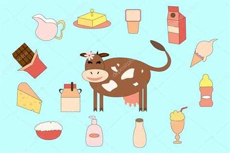 Cow And Milk Products Vector Illustration Premium Vector In Adobe