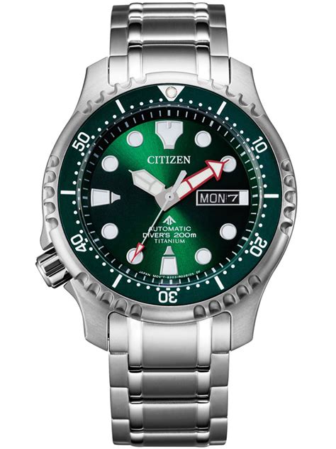 Citizen Ny0100 50x Promaster Automatic Diver Mens Watch Titanium Green