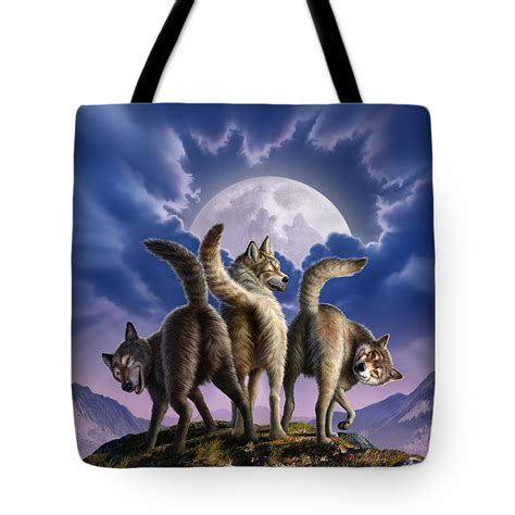 3 Wolves Mooning Tote Bag For Sale By Jerry Lofaro