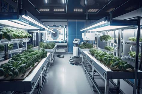 Food Production In Futuristic Society With High Tech Farming Equipment