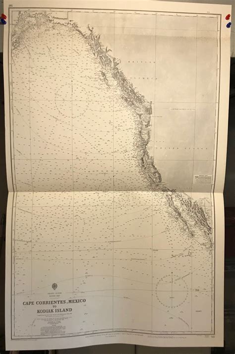 Alaska To Mexico America West Coast Navigational Chart Etsy Frames