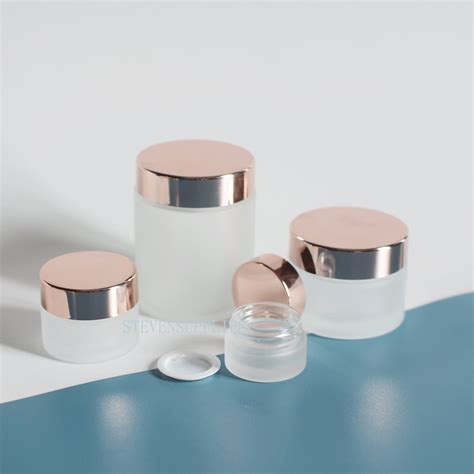 Frosted Glass Cosmetic Cream Container Jar Rose Gold Lids Etsy Uk