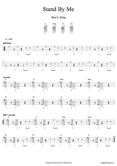 Have all chords only tabs only videos bass tabs tambour tabs contain notes. Uke tab - stand by me. to accompany tutorial Cours de ...