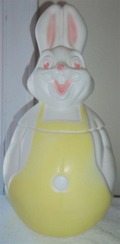 Vintage Plastic Rabbit Bunny Candy Easter Container Blow Mold Blow