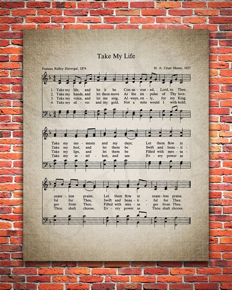 Take My Life And Let It Be Hymn Print Sheet Music Art Hymn Etsy