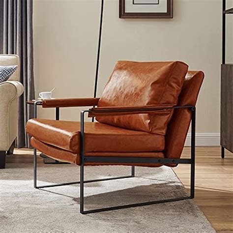Volans Modern Faux Leather Accent Chair With Black Powder Coated Metal