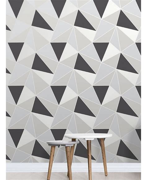 Apex Geometric Wallpaper Black And Silver Fine Decor Fd41994
