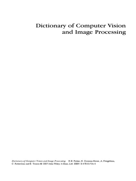 Dictionary Of Computer Vision And Image Book Pdf Pdf 3 D