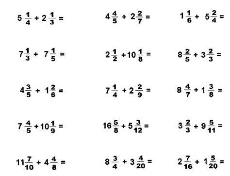 Add Subtract Mixed Numbers With Unlike Denominators Worksheet