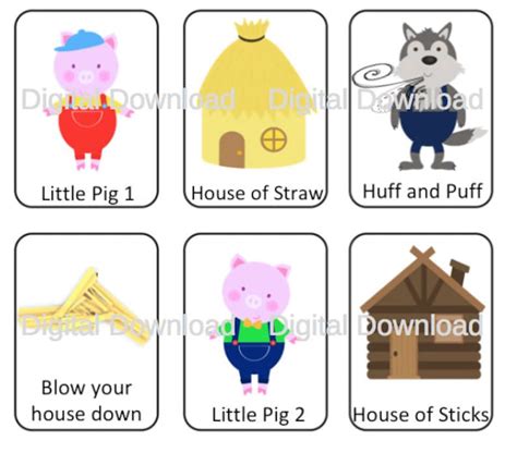 Three Little Pigs Sequencing Cards And Worksheets Digital Etsy