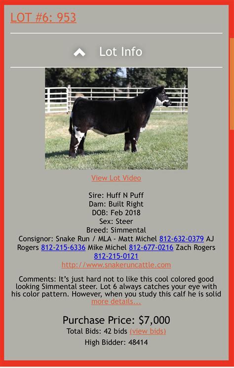 Congratulations To Wolff Farms And Snake Run Cattle On These Huff N Puff