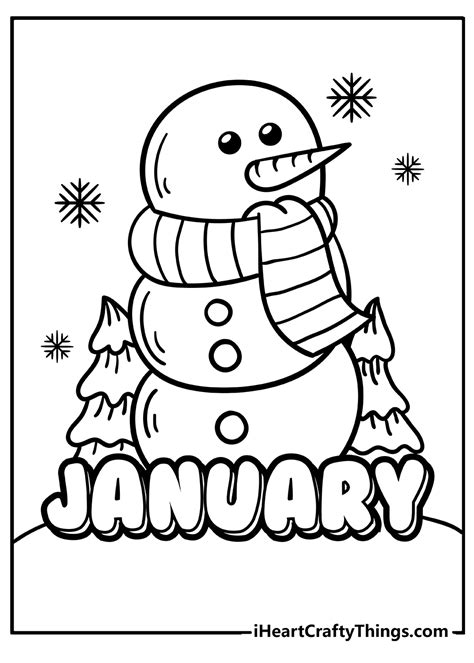 Printable January Coloring Page Sheet Worksheet Activity Learning