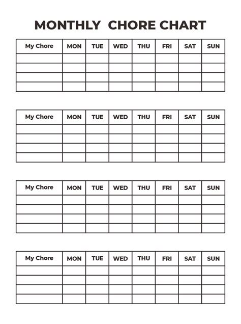 10 Best Monthly Chore Chart Printable Templates