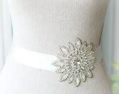 Items Similar To Couture Crystal Bridal Sash Blush Ivory Silk