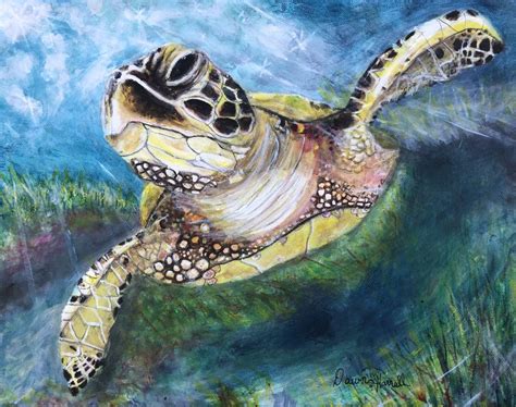 Sea Turtle Swim Art By Dawn Harrell