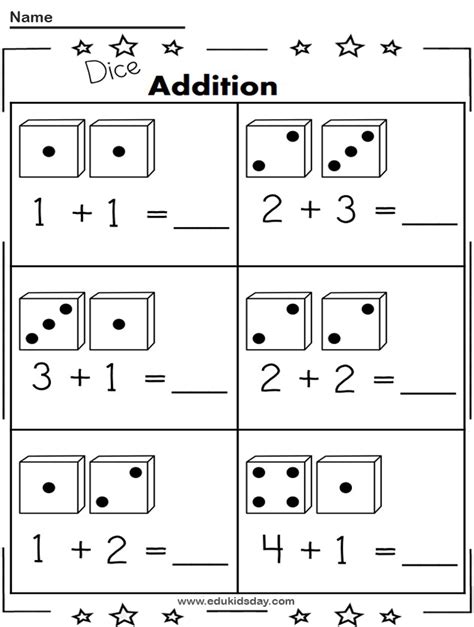 Addition 1 Digit Printable Worksheet Kindergartens