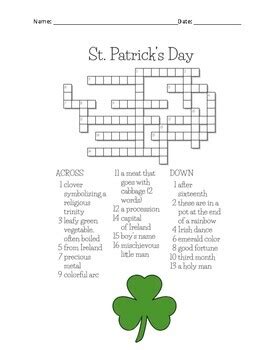 On the internet st patrick&#039;s day crossword puzzle printable are a few from the most fun things which you can utilize to move the time, nevertheless they can also be excellent for getting an lively function in your puzzle. St. Patrick's Day Crossword Puzzle by HappyEdugator | TpT