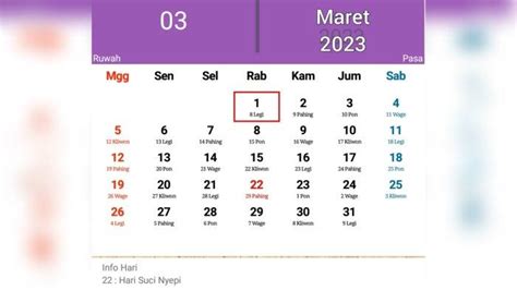 Kalender Jawa Hari Ini 28 Maret 2023 Tanggalan Jawa Selasa Pon