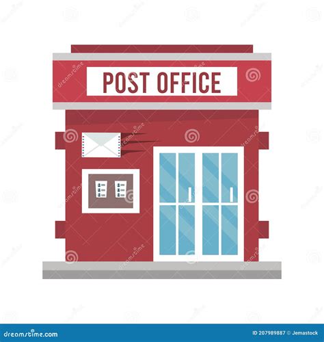 Post Office Building Facade Icon Stock Vector Illustration Of City