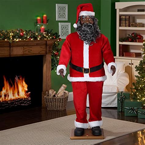 Life Size Animated Dancing African American Black Santa Claus By Gemmy