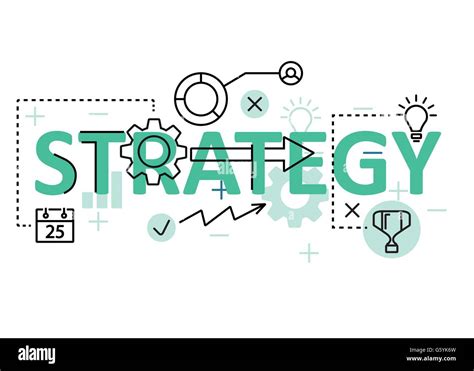Strategy Concept Flat Line Design With Icons And Elements Modern