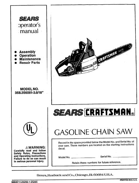 Craftsman Electric Chainsaw Manual