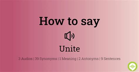 How To Pronounce Unite