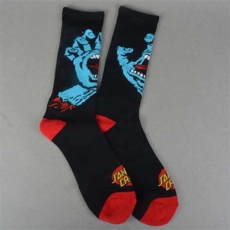 Santa Cruz Skateboards Screaming Hand Socks Black Pair Accessories