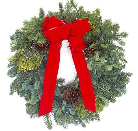 Christmas - Wreath with Red Velvet Bow & Pinecones - Columbus OH