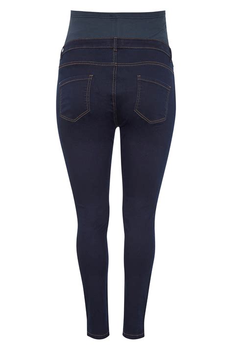 Bump It Up Maternity Indigo Blue Skinny Jeans With Comfort Panel Yours Clothing