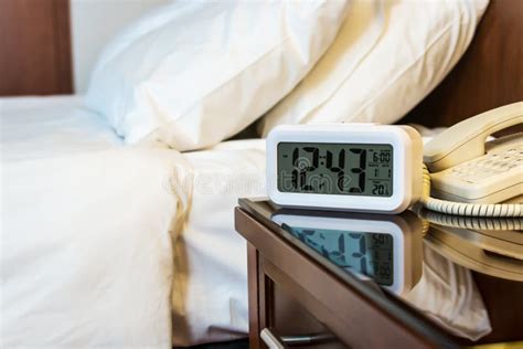 Alarm Clock On The Bedside Table Stock Image Image Of Awake Rest