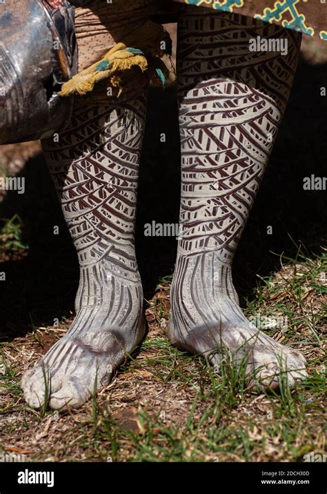 Kikuyu Tribe Woman Feet With Traditional Make Up Laikipia County