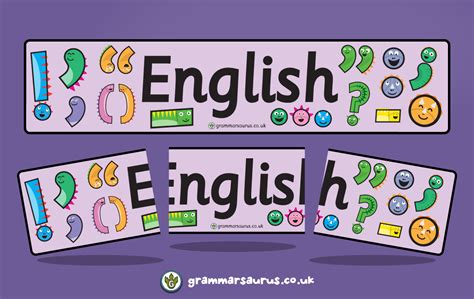 English Banner 7 Colours Grammarsaurus