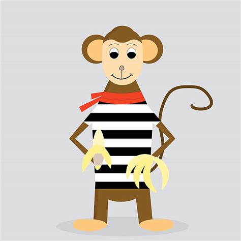 Royalty Free Cartoon Of The Monkey Holding Banana Clip Art
