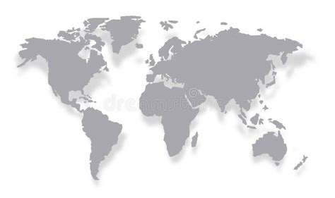 World Map Vector Isolated On White Background Flat Earth Gray Map