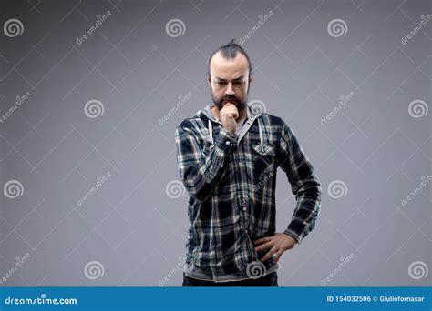 Thoughtful Man With His Hand To His Chin Stock Photo Image Of Checked