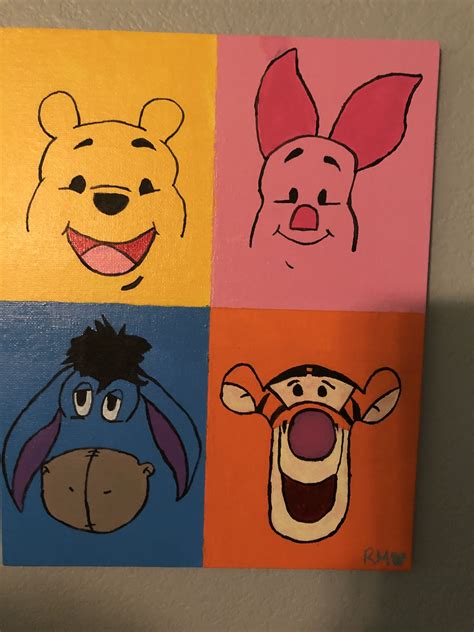 Winnie The Pooh Characters Simple Canvas Paintings Mini Canvas Art