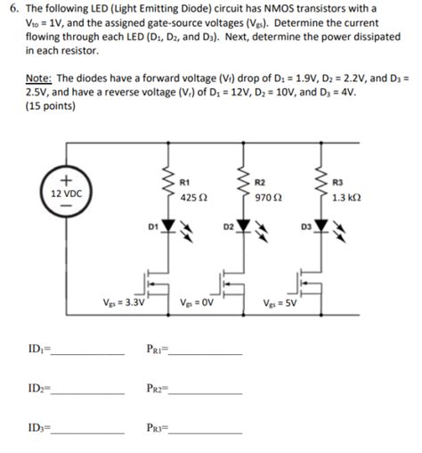 6 The Following Led Light Emitting Diode Circuit Has Nmos