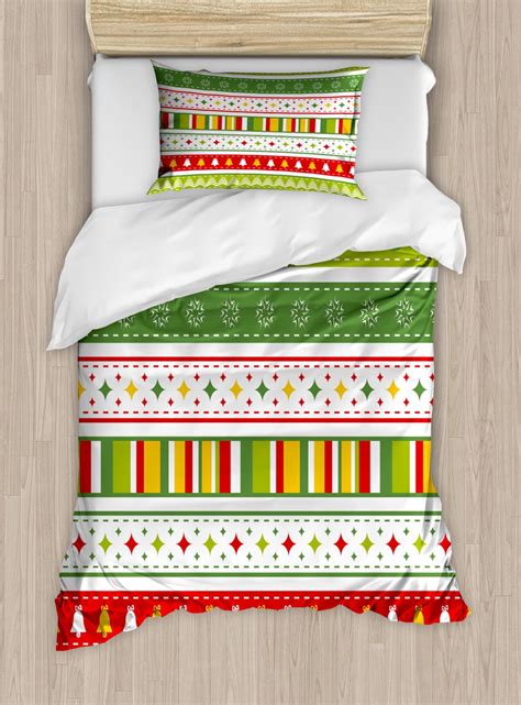 Christmas Twin Size Duvet Cover Set Set Of Traditional Seasonal