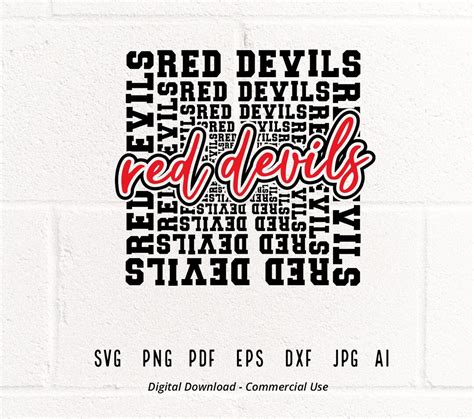 Red Devils Svg Png Red Devils Mascot Svg Red Devils Cheer Svg Red
