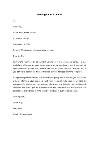 Warning Letter To Employee Template For Your Needs Letter Template