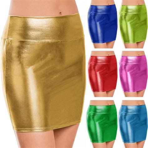fashion sexy shiny wet look metallic mini micro skirt bodycon ultra short skirt evening clubwear