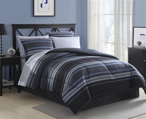 See more ideas about twin bedspreads, cushion covers online, bedding & bath. Essential Home Complete Bedding Set - Gray/Blue Stripe