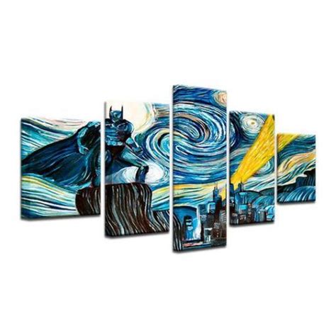 Batman Starry Night Dc 5 Panel Canvas Art Wall Decor Canvas Storm